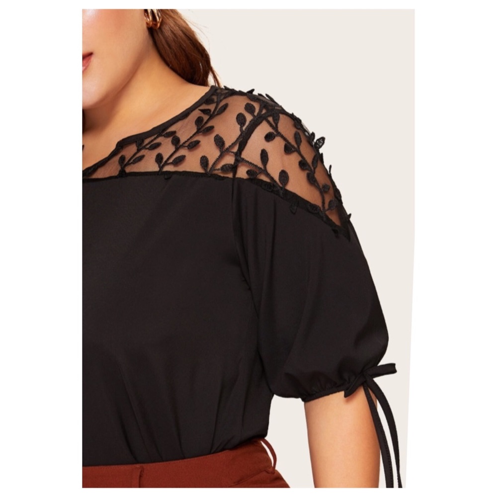 ➕Contrast mesh short sleeve top - Picture 4 of 7